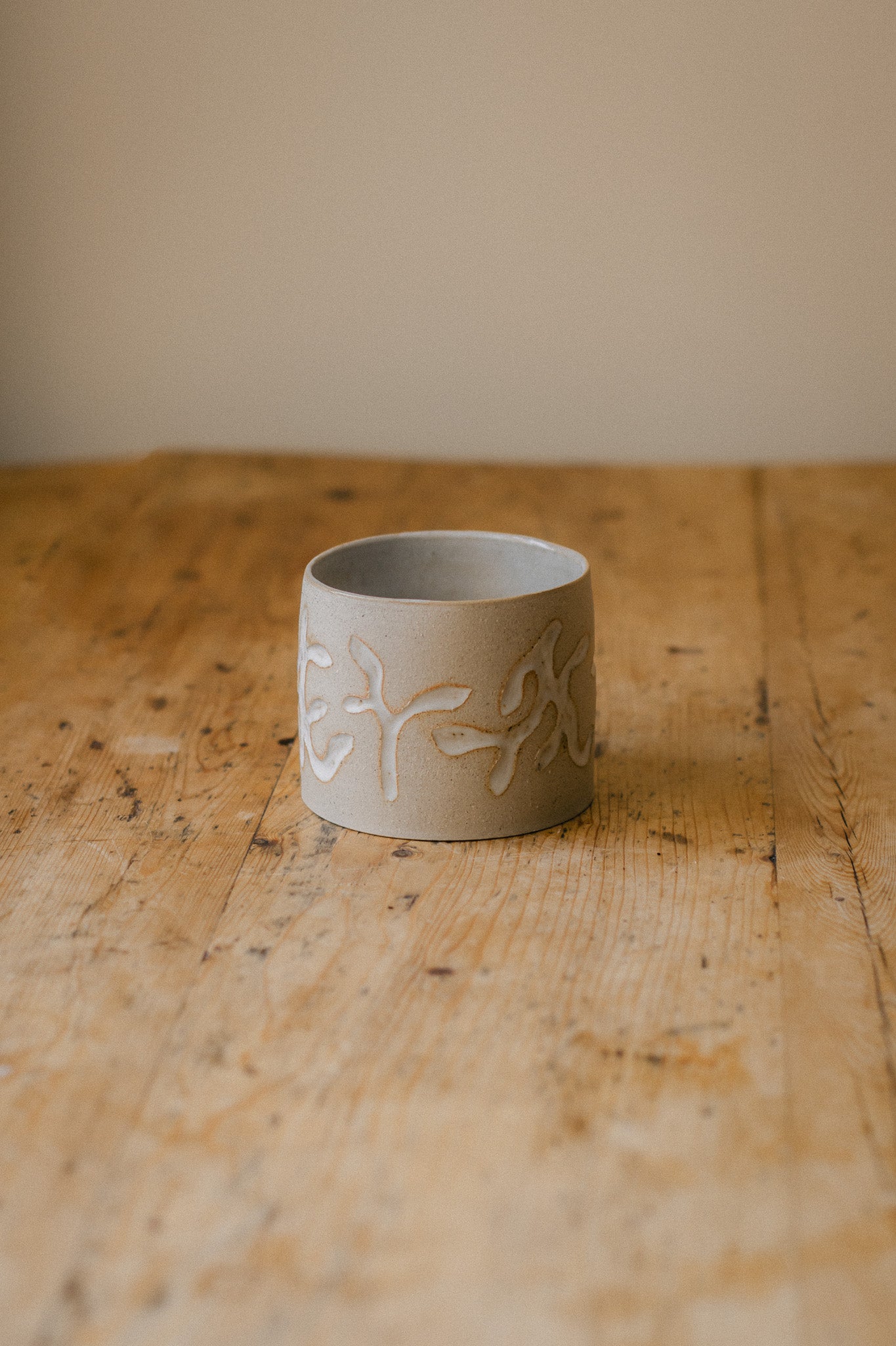 Vine Carved Ceramic Plant Pot