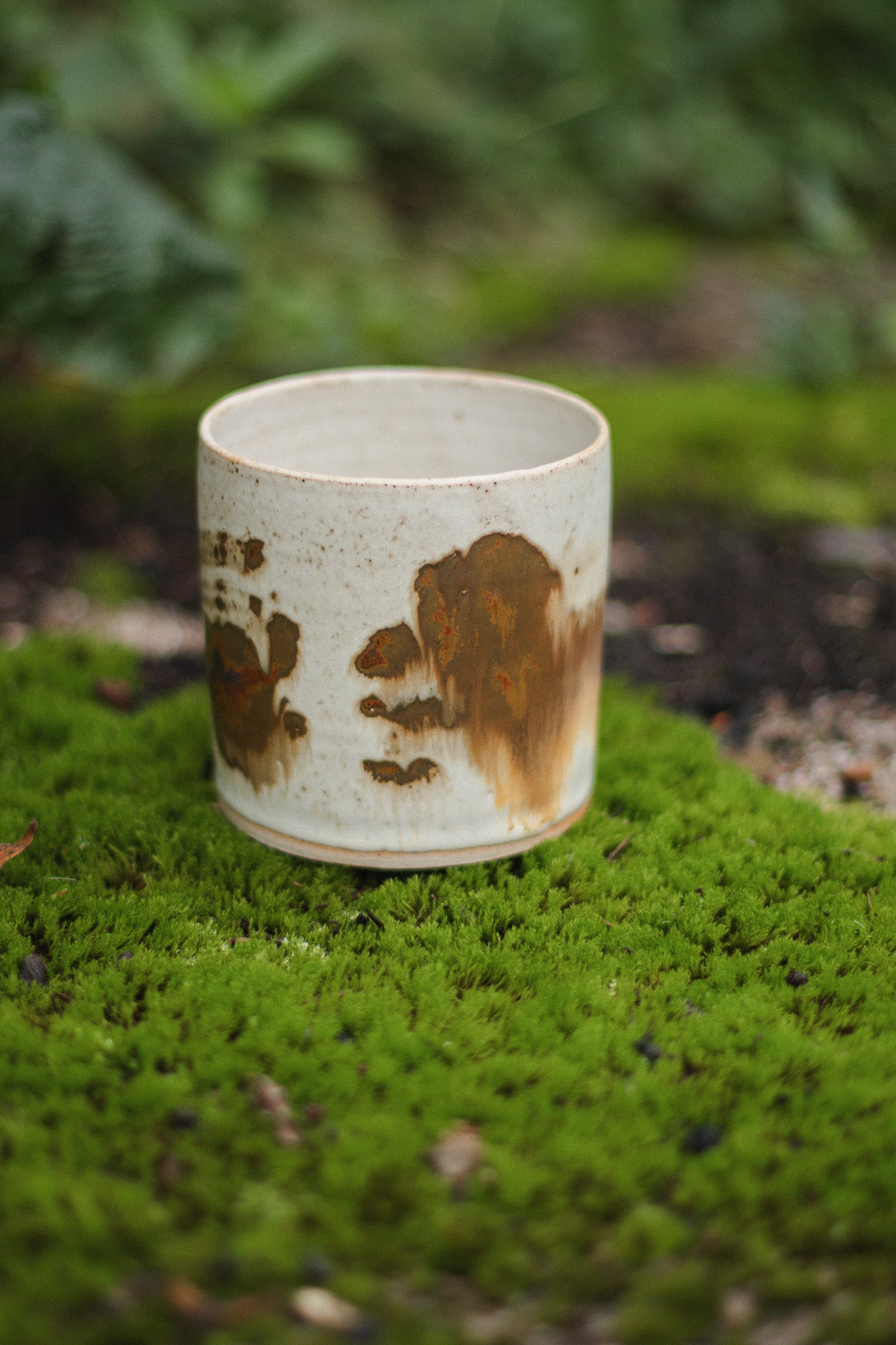 Speckled White & Iron Oxide Ceramic Planter