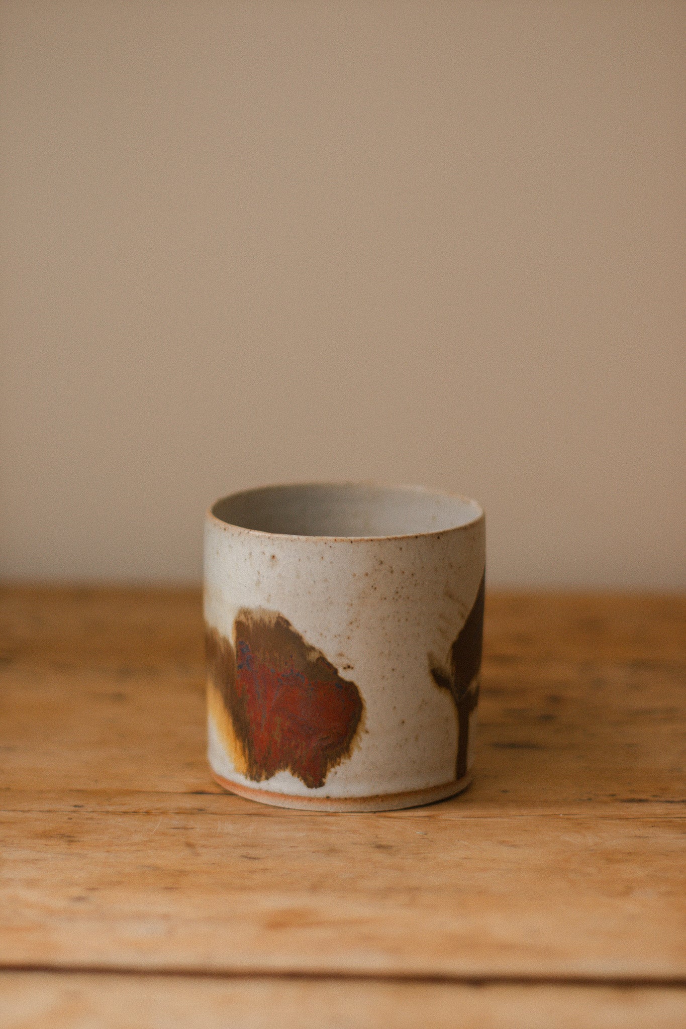 Speckled White & Iron Oxide Ceramic Planter