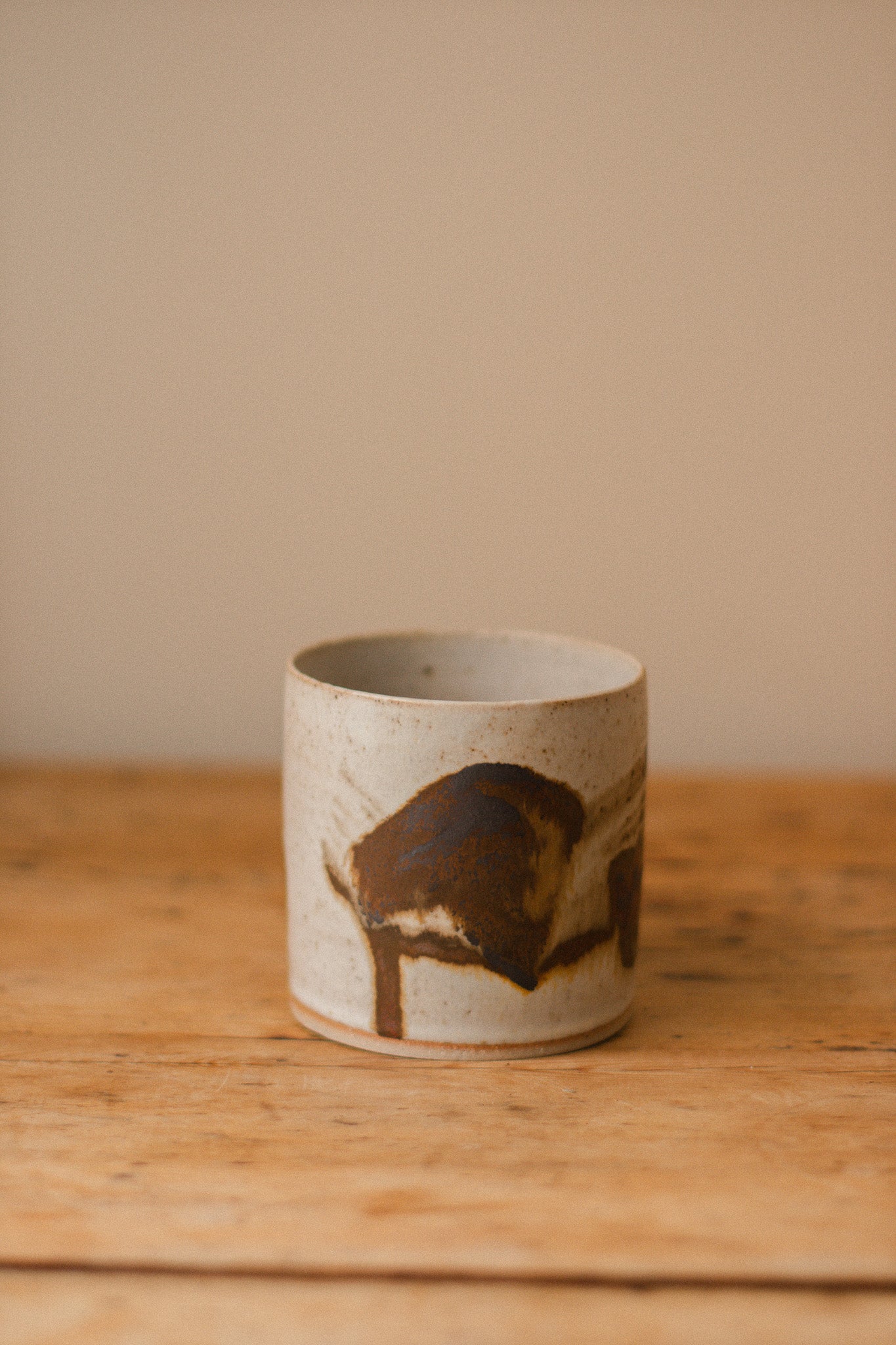 Speckled White & Iron Oxide Ceramic Planter