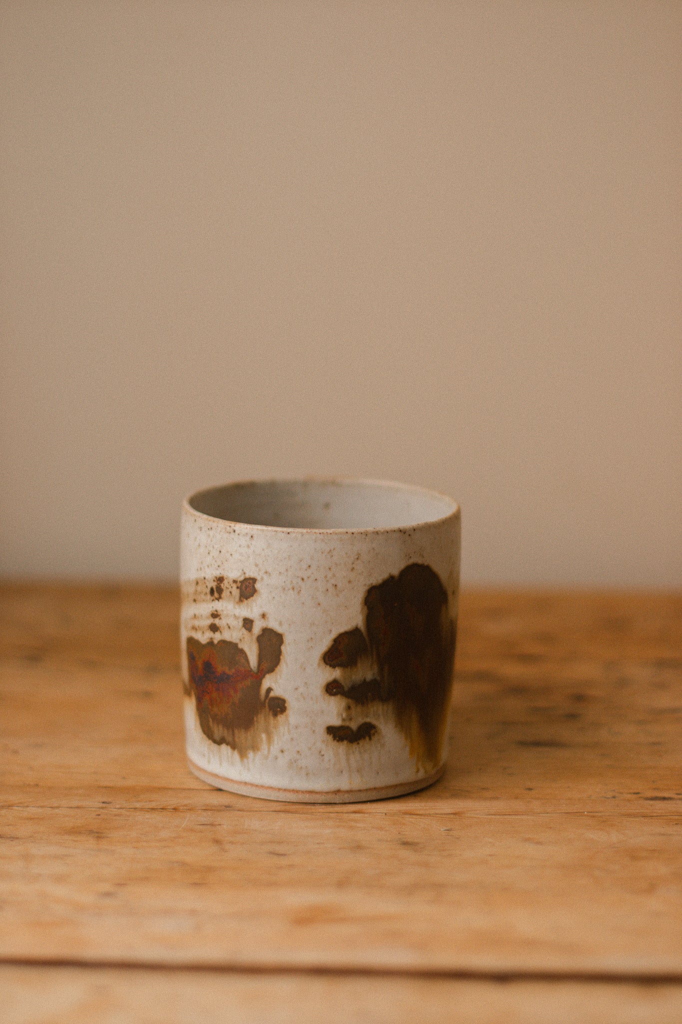 Speckled White & Iron Oxide Ceramic Planter