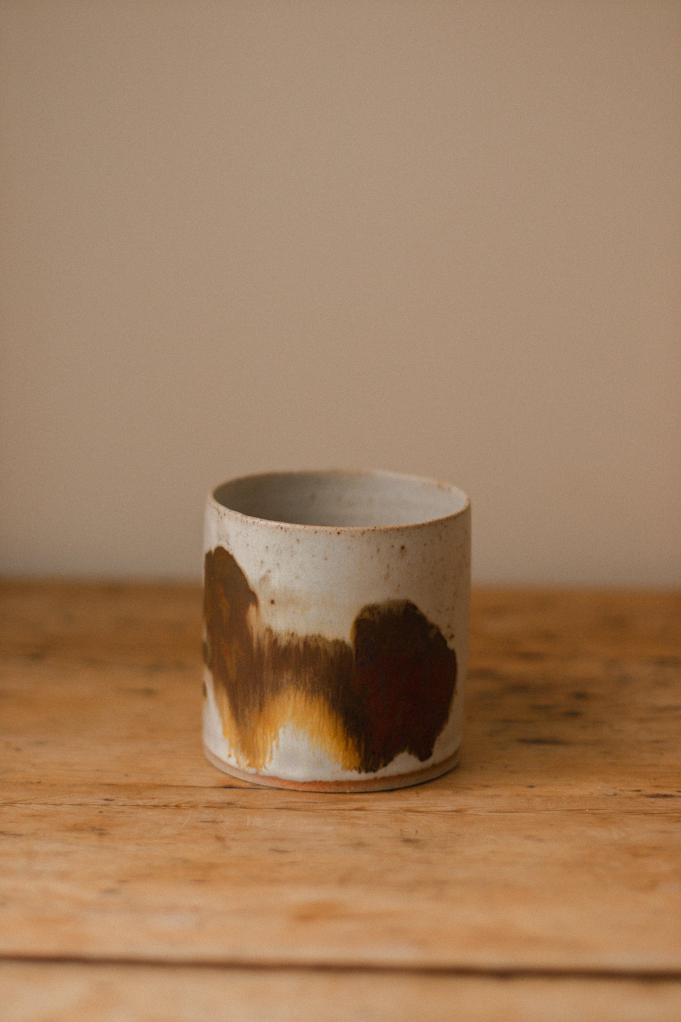 Speckled White & Iron Oxide Ceramic Planter