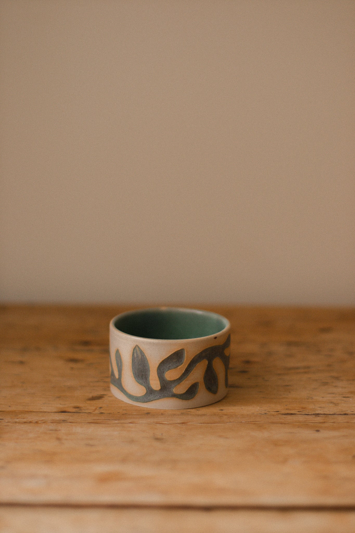 Handmade Vine Carved Ceramic Pot