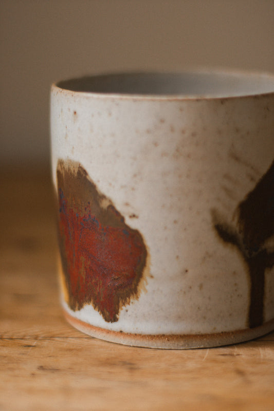 Speckled White & Iron Oxide Ceramic Planter