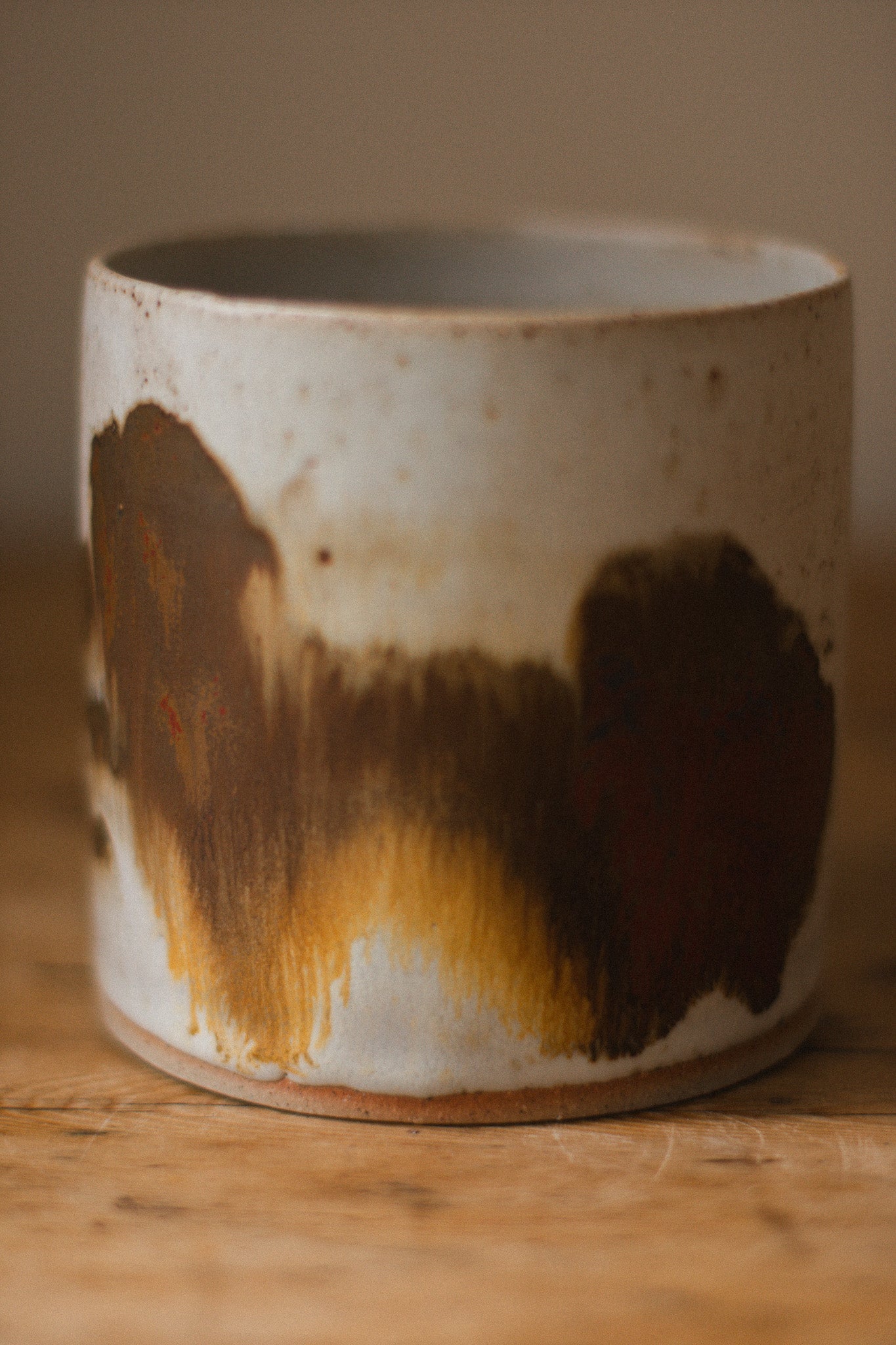 Speckled White & Iron Oxide Ceramic Planter