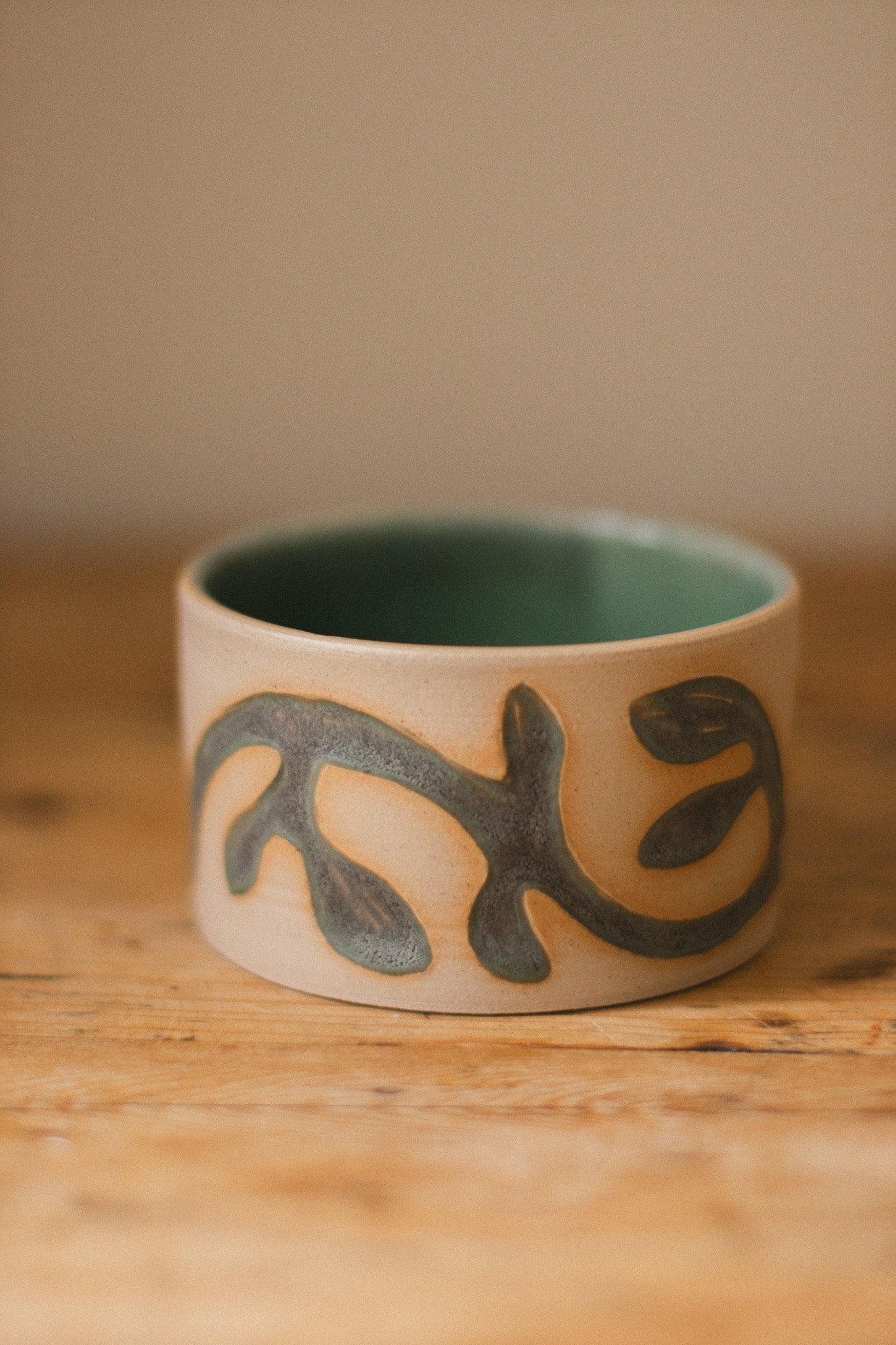 Handmade Vine Carved Ceramic Pot