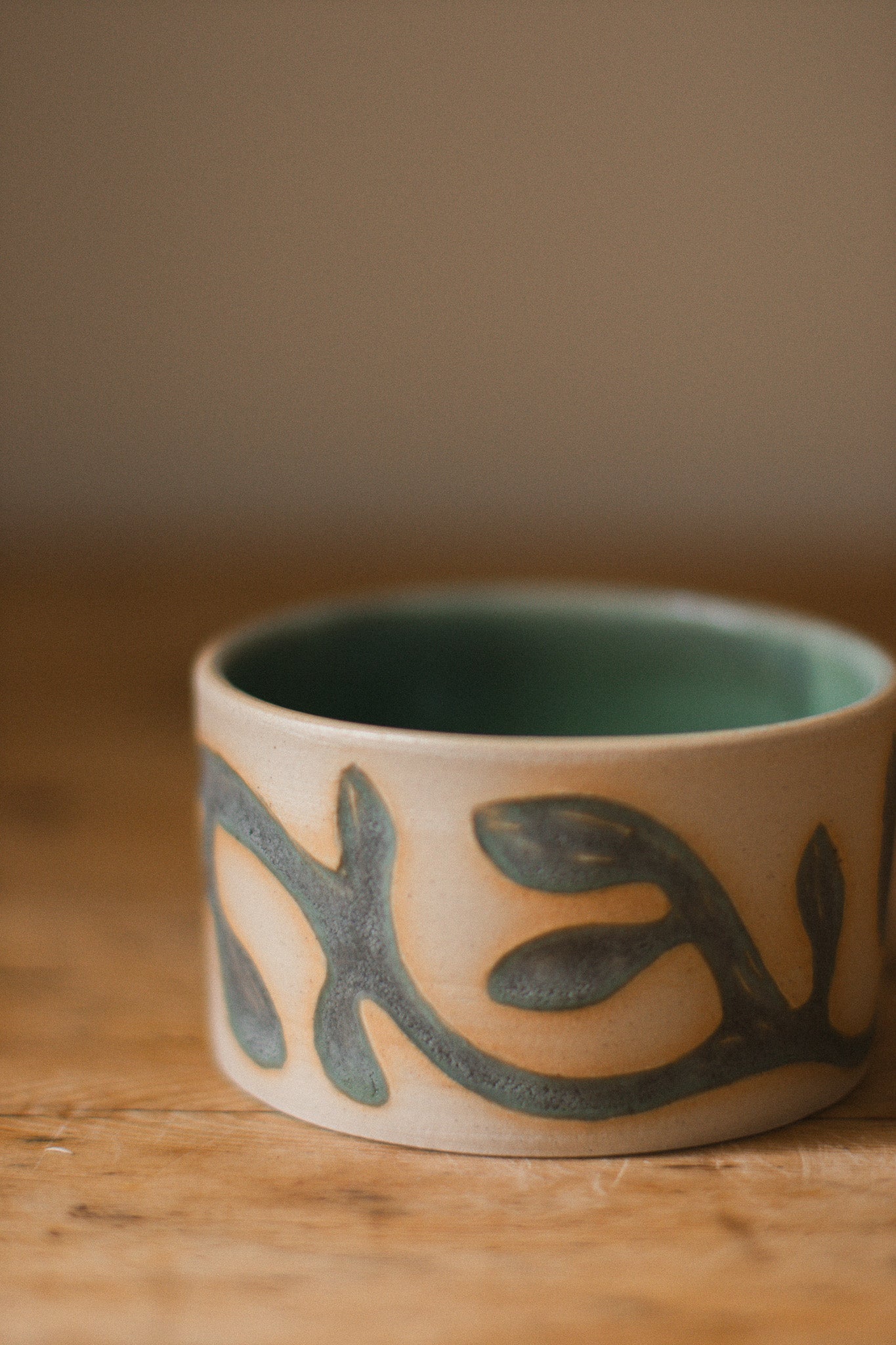 Handmade Vine Carved Ceramic Pot