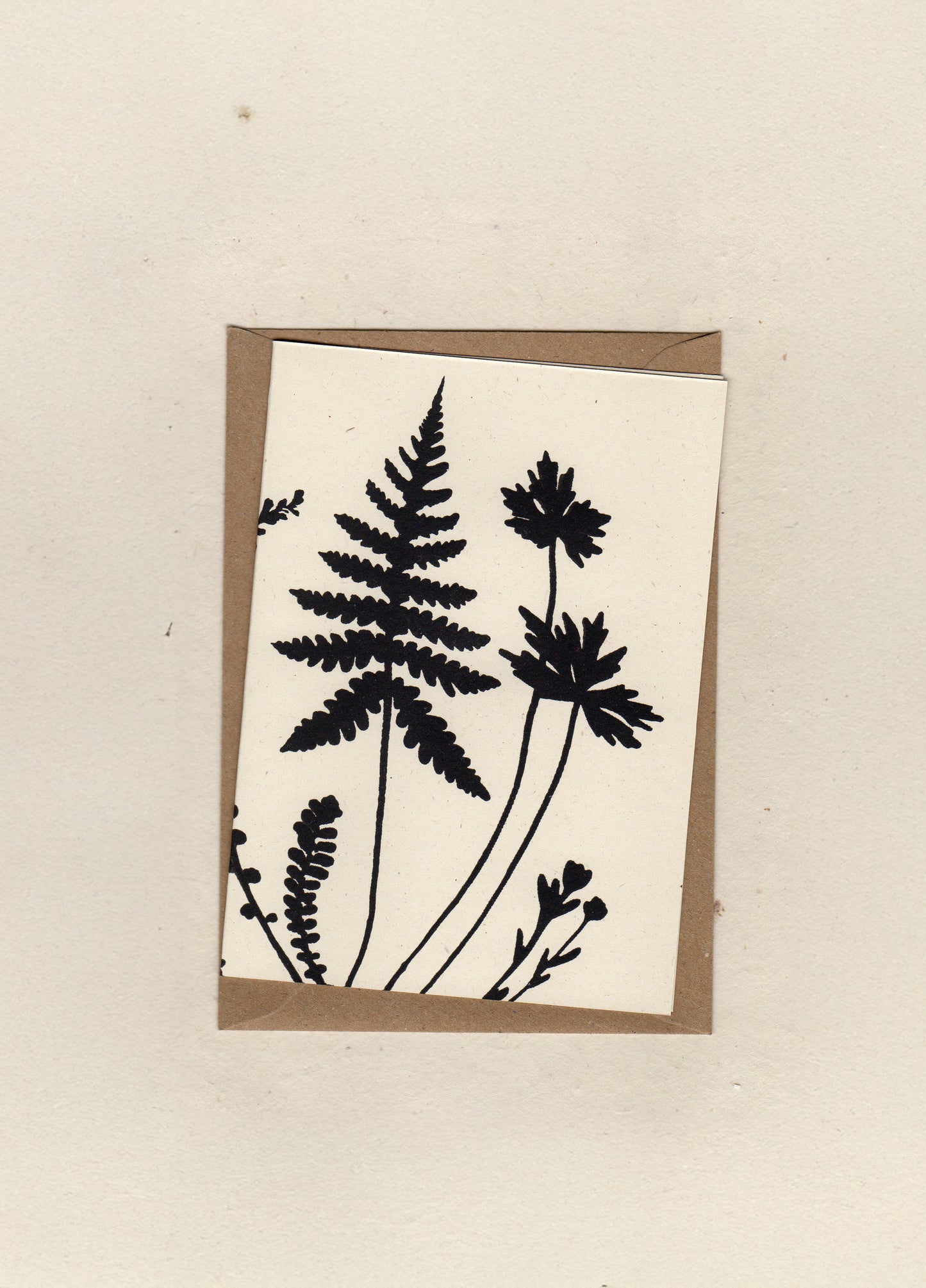 Fern and Wildflower Screen Printed Greetings Card