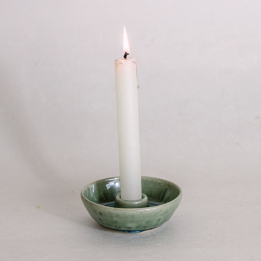 Moss Green Candlestick Holder