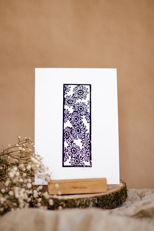 Daisy A5 Lino Print