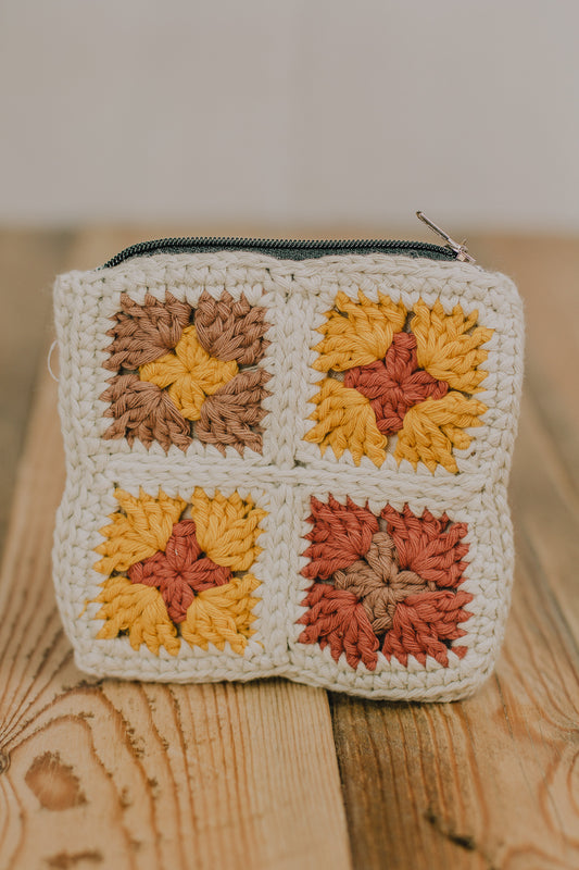 Crochet Granny Square Zipper Pouch