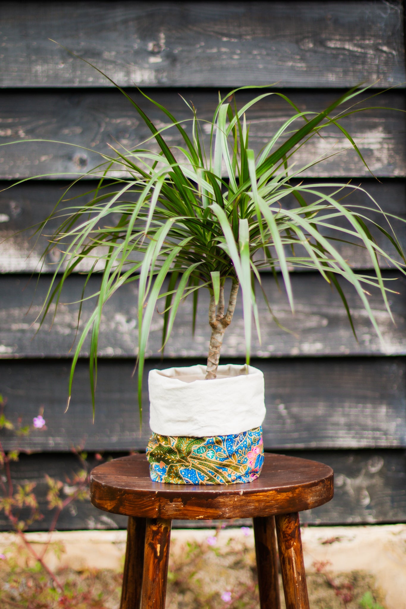 Blue Batik Fabric Planter