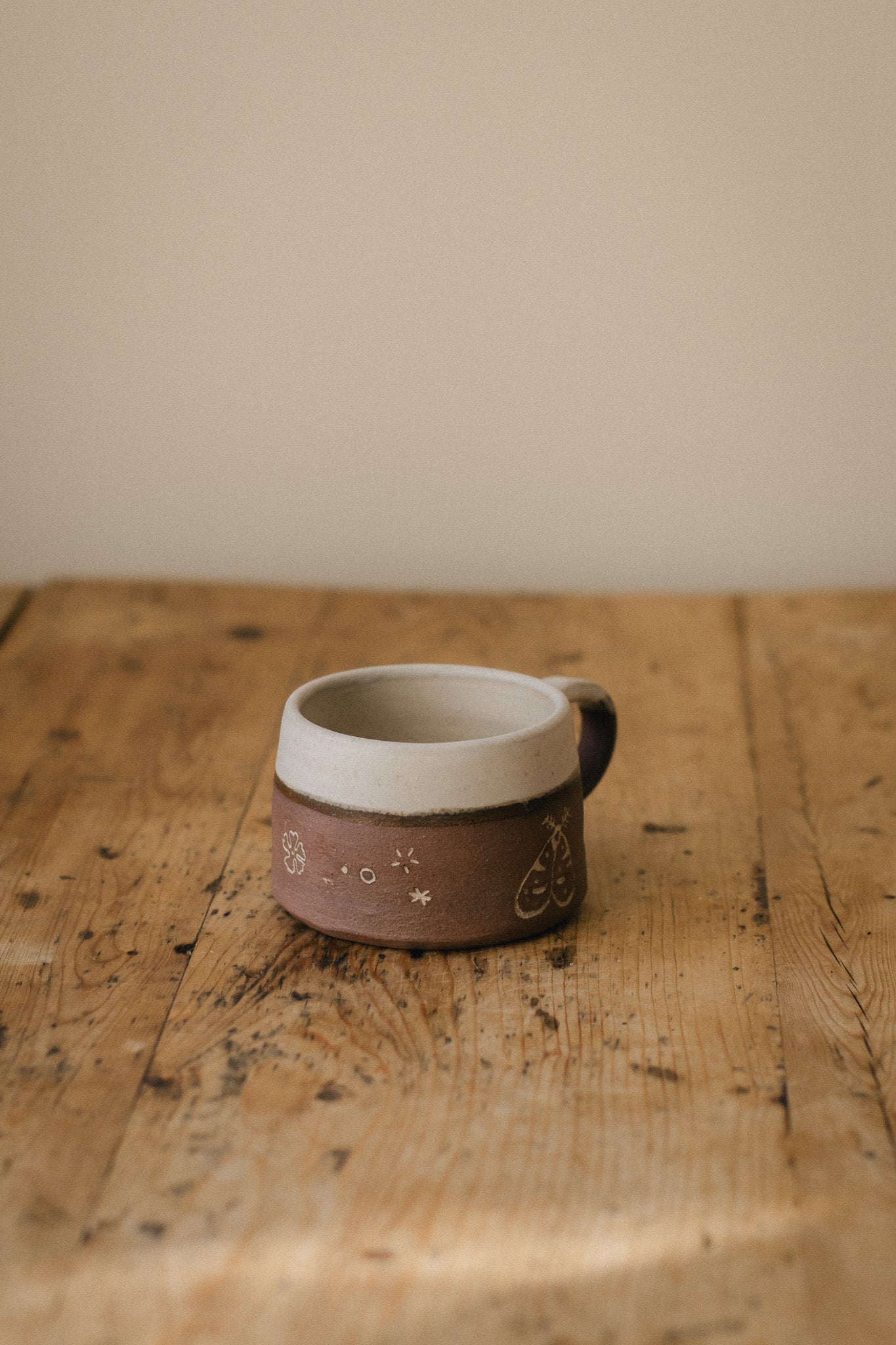 Sgraffito Moth Ceramic Mug