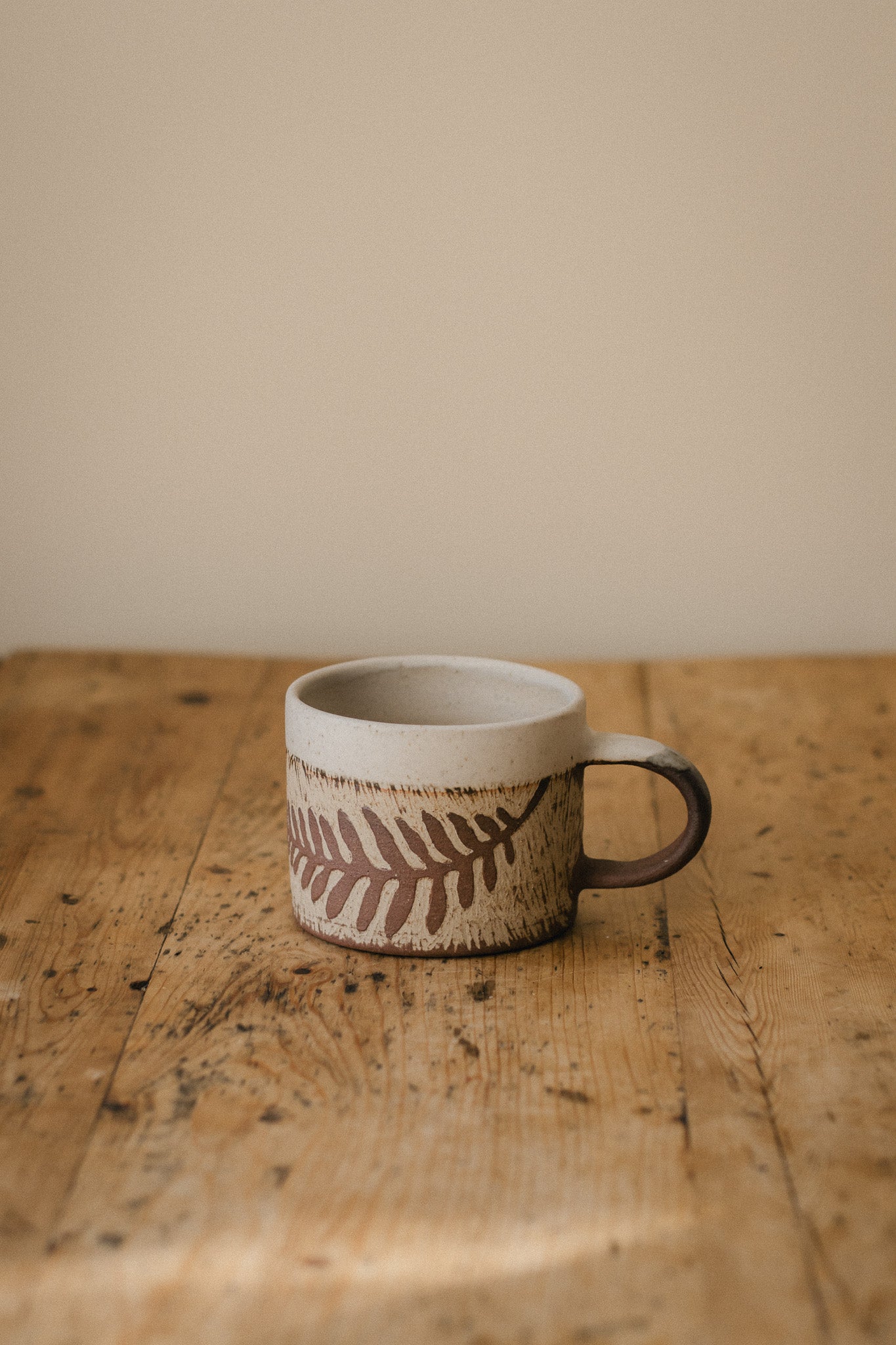 Fern Sgraffito Handmade Ceramic Mug