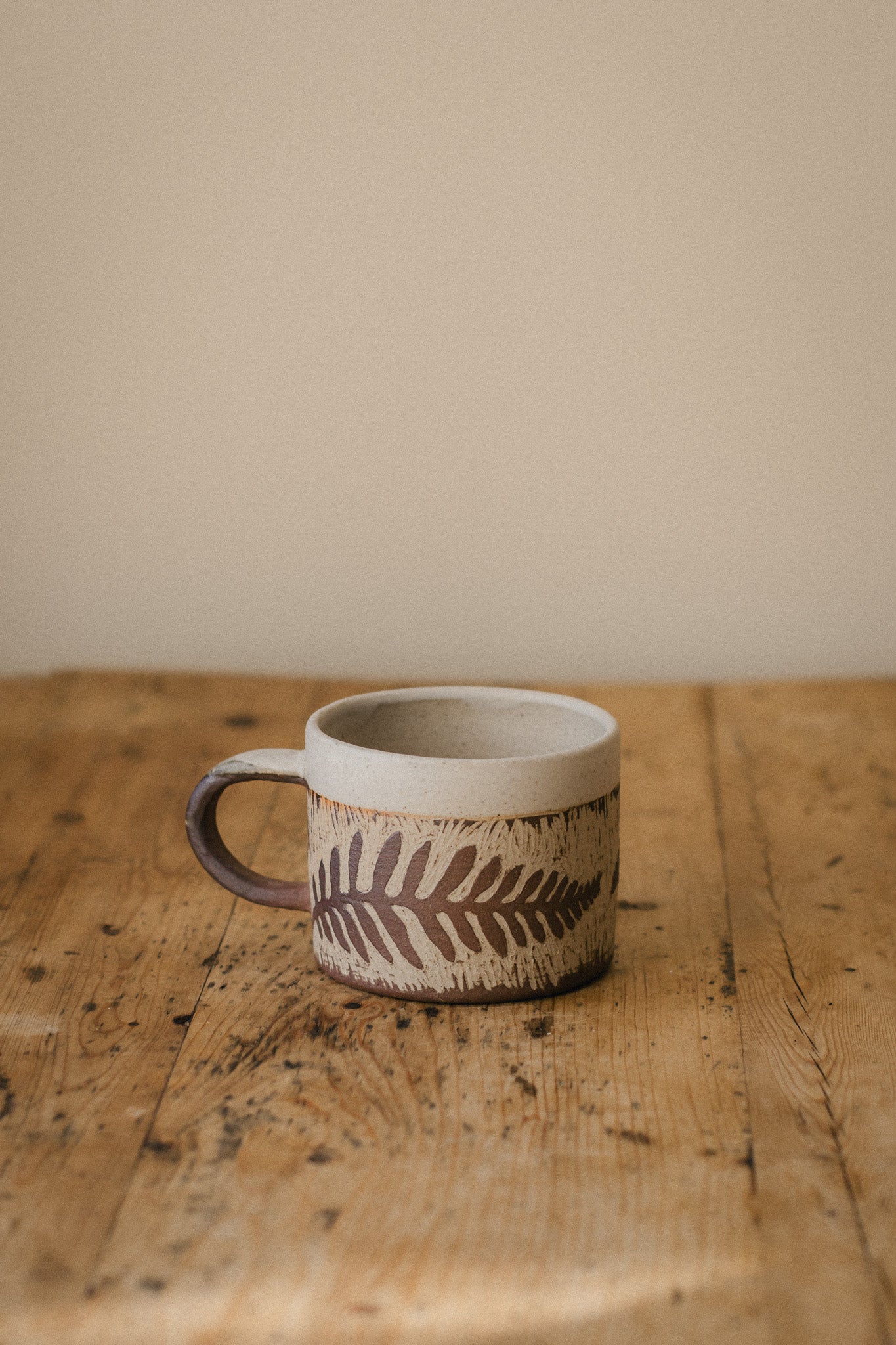 Fern Sgraffito Handmade Ceramic Mug