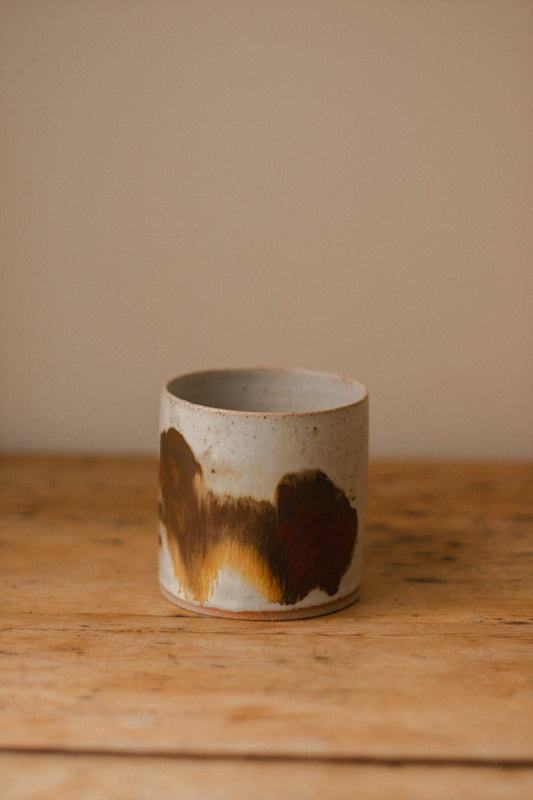 Speckled White & Iron Oxide Ceramic Planter