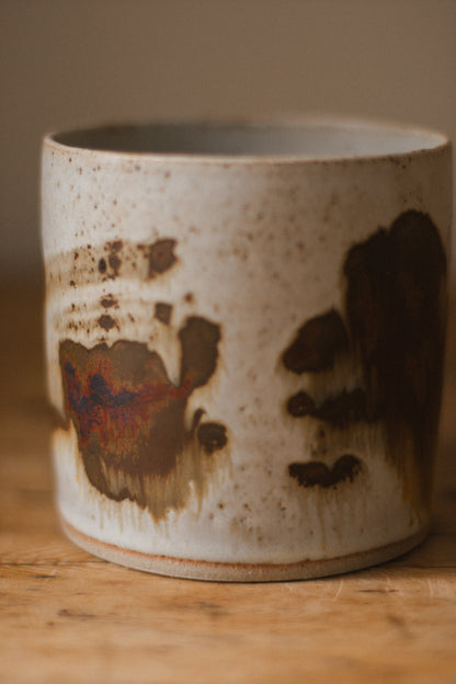 Speckled White & Iron Oxide Ceramic Planter