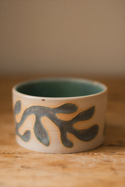 Handmade Vine Carved Ceramic Pot