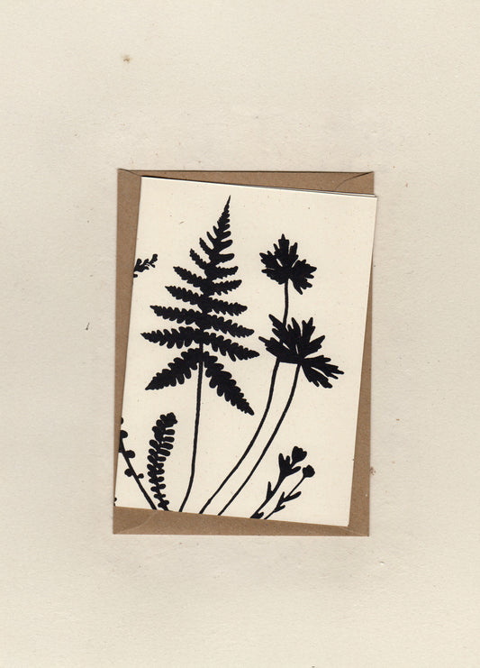 Fern and Wildflower Screen Printed Greetings Card