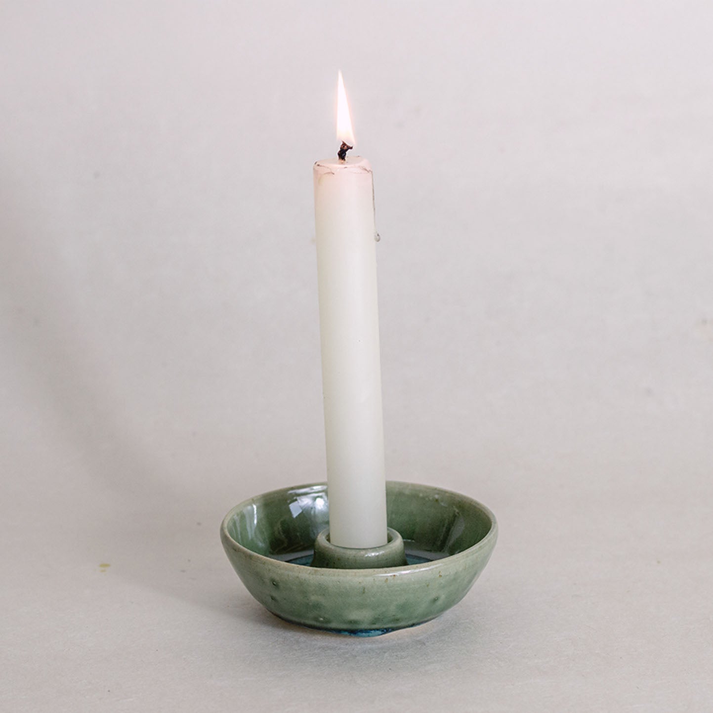 Moss Green Candlestick Holder