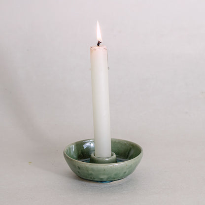 Moss Green Candlestick Holder