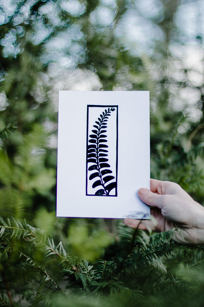 Fern A5 Linocut Print