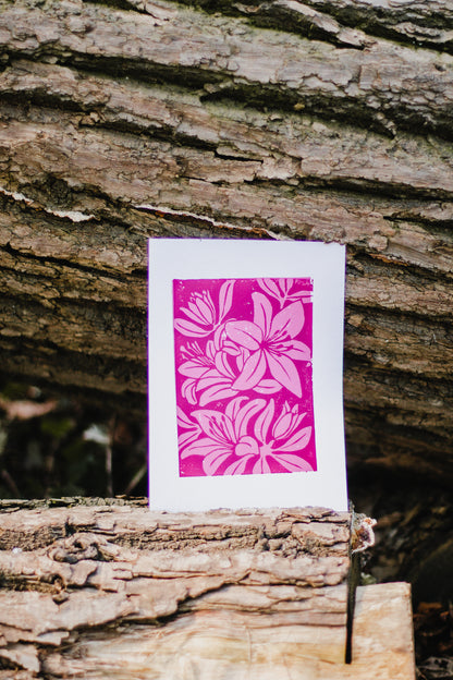 Lily A5 Linocut Print
