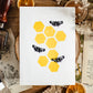 Bee and Honeycomb A5 Lino Print