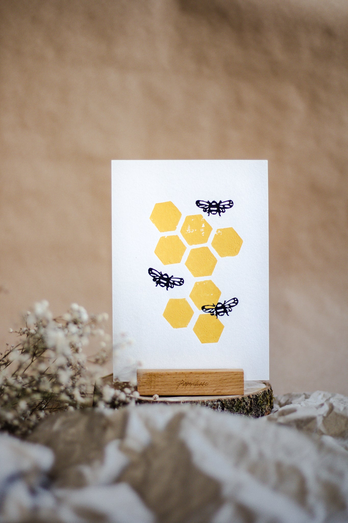 Bee and Honeycomb A5 Lino Print – Lydia Grace Studios