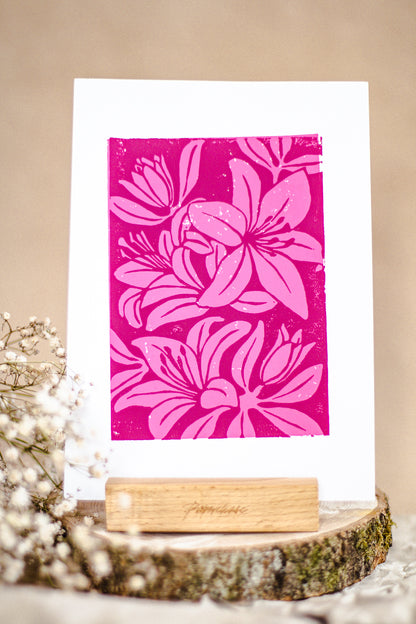 Lily A5 Linocut Print