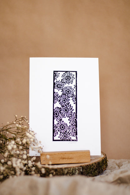 Daisy A5 Lino Print