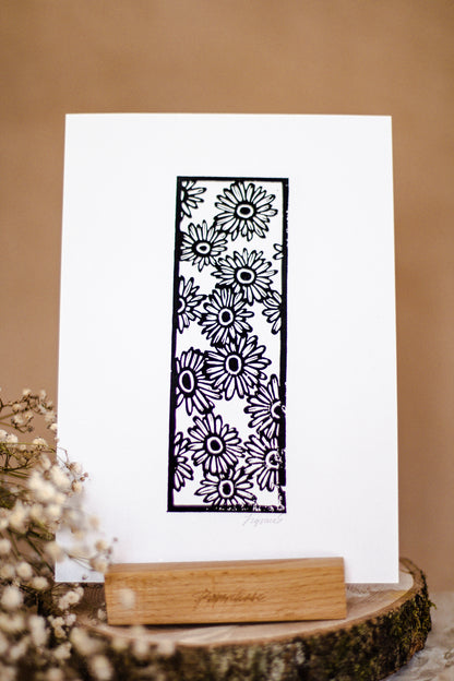 Daisy A5 Lino Print