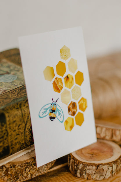 Bee and Honeycomb Original Collage