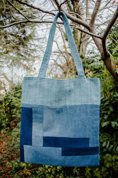 Up-cycled Denim Patchwork Tote Bag