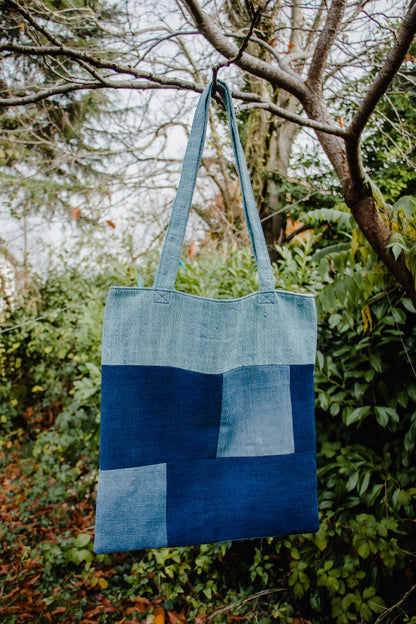 Up-cycled Denim Patchwork Tote Bag