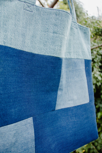 Up-cycled Denim Patchwork Tote Bag