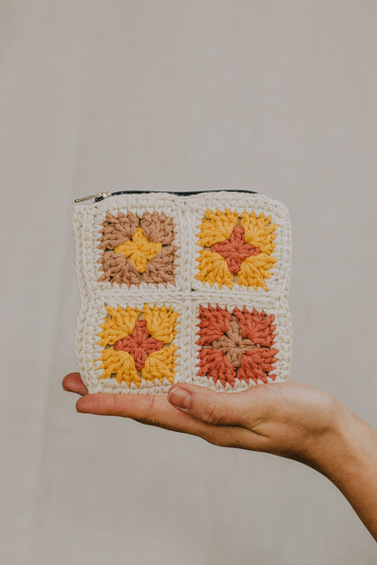 Crochet Granny Square Zipper Pouch