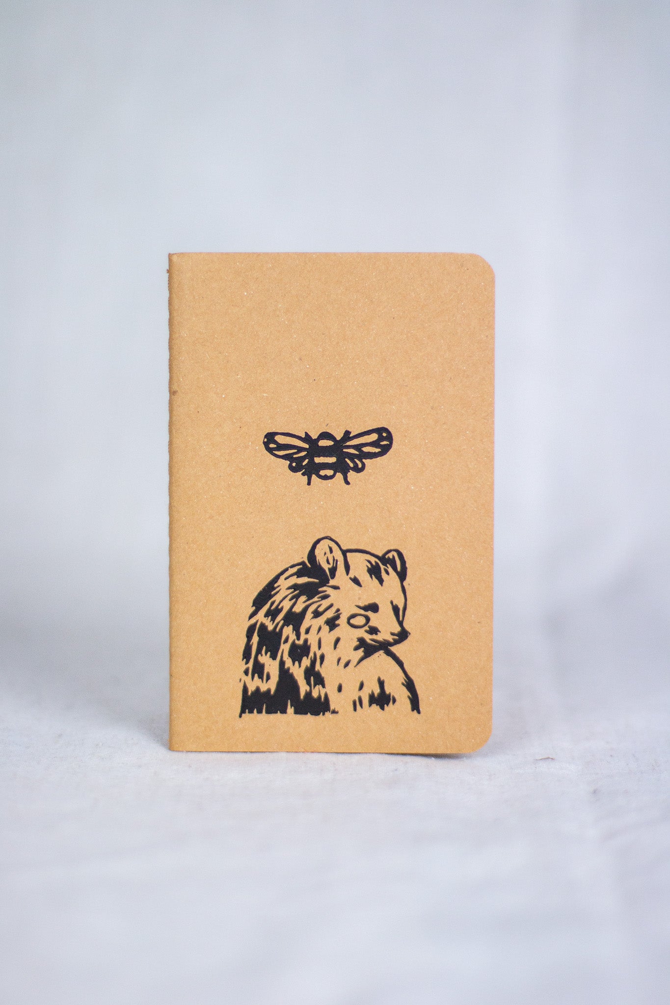 A6 Bee and Bear Block Printed Notebook