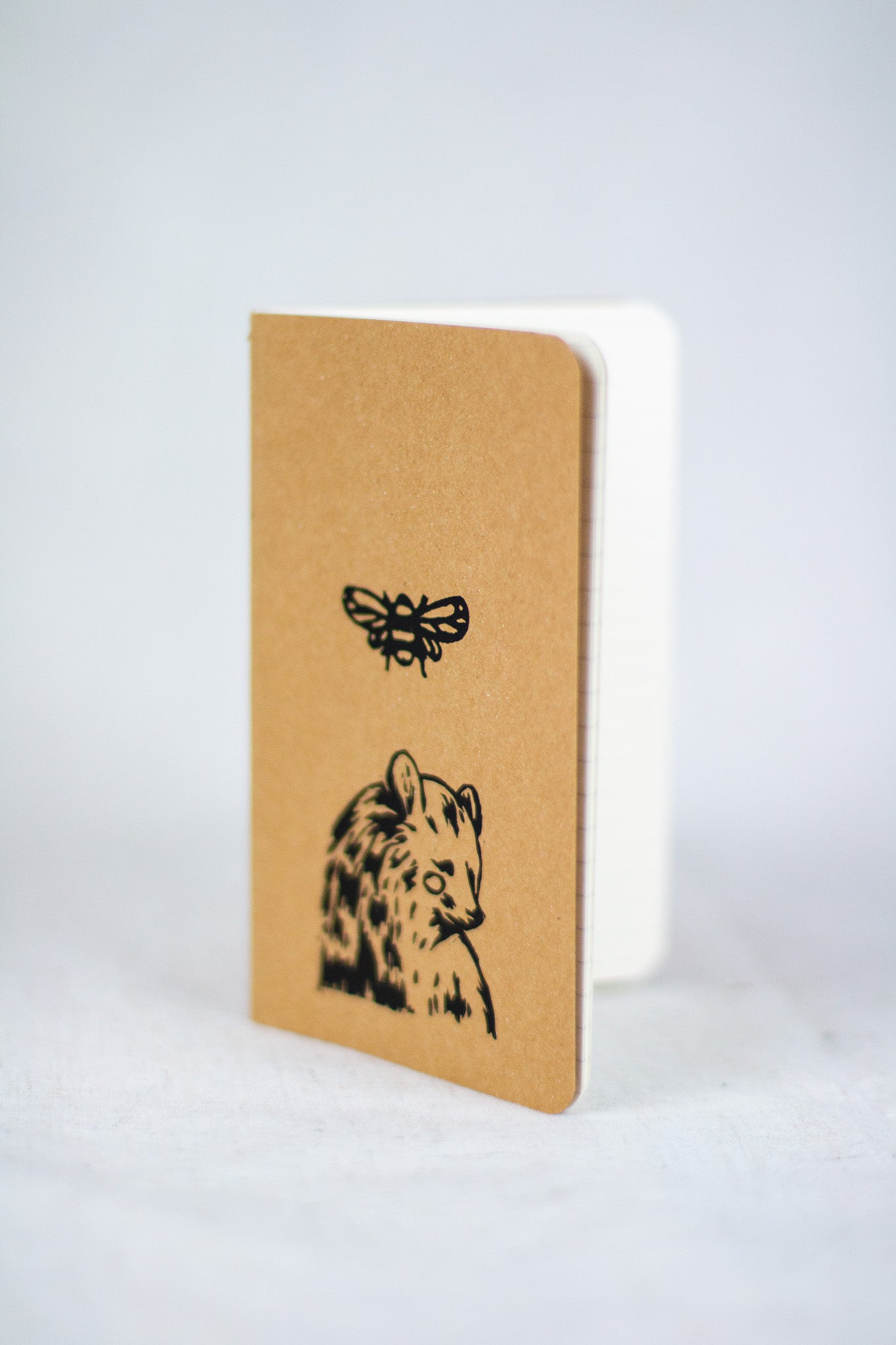 A6 Bee and Bear Block Printed Notebook