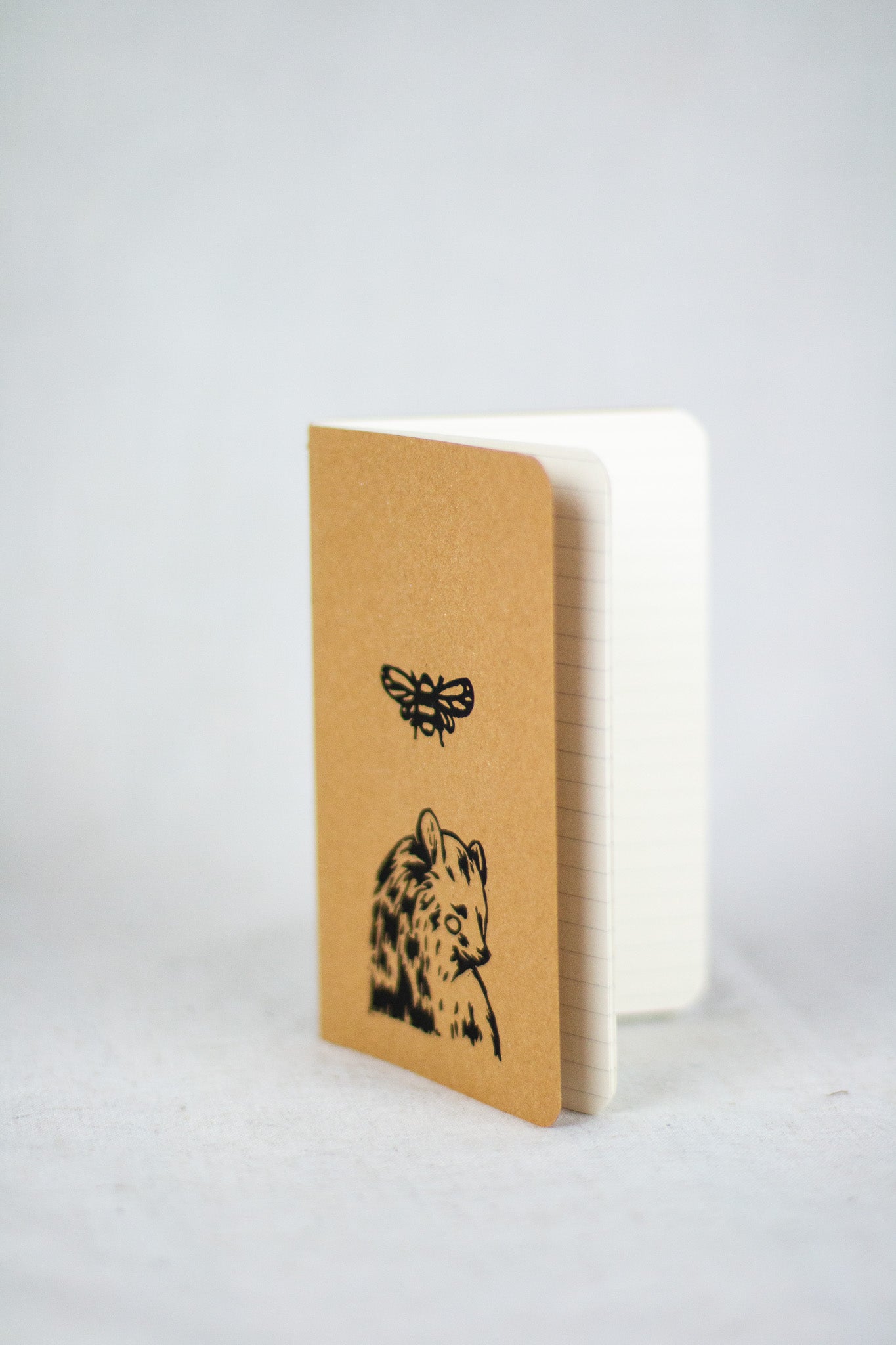 A6 Bee and Bear Block Printed Notebook