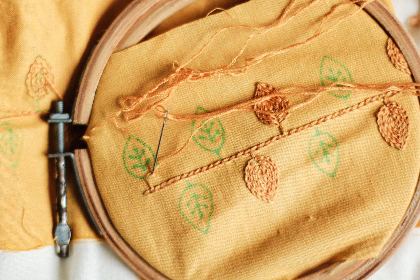 Autumnal Leaf Embroidered Pouch