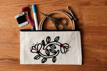 Floral Embroidered Pouch