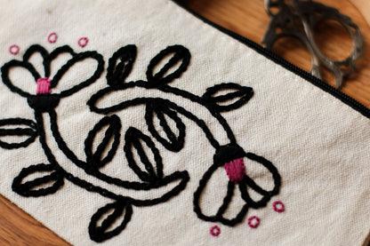 Floral Embroidered Pouch