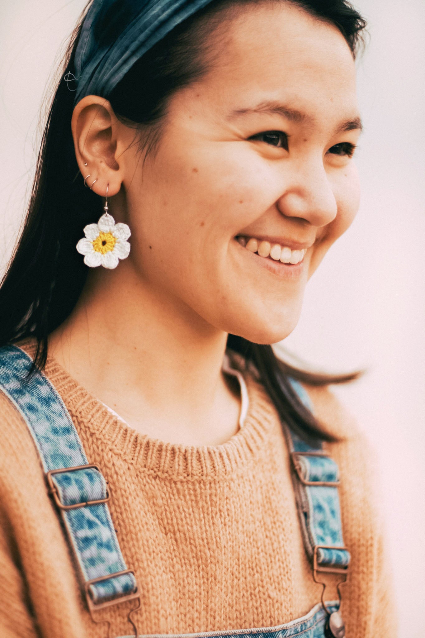 Crochet Daisy Dangle Earring