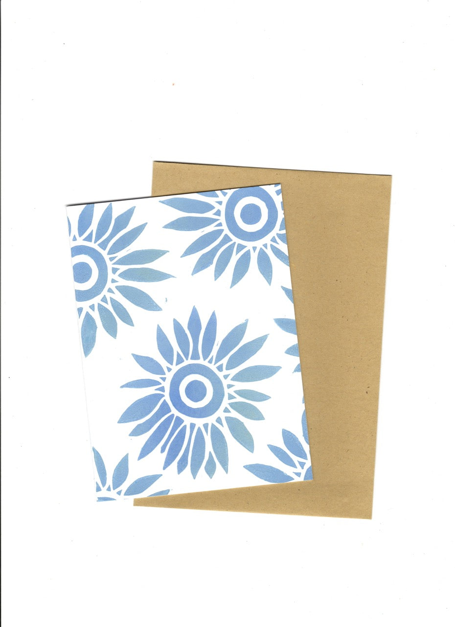 Flower Lino Printed Greetings Card