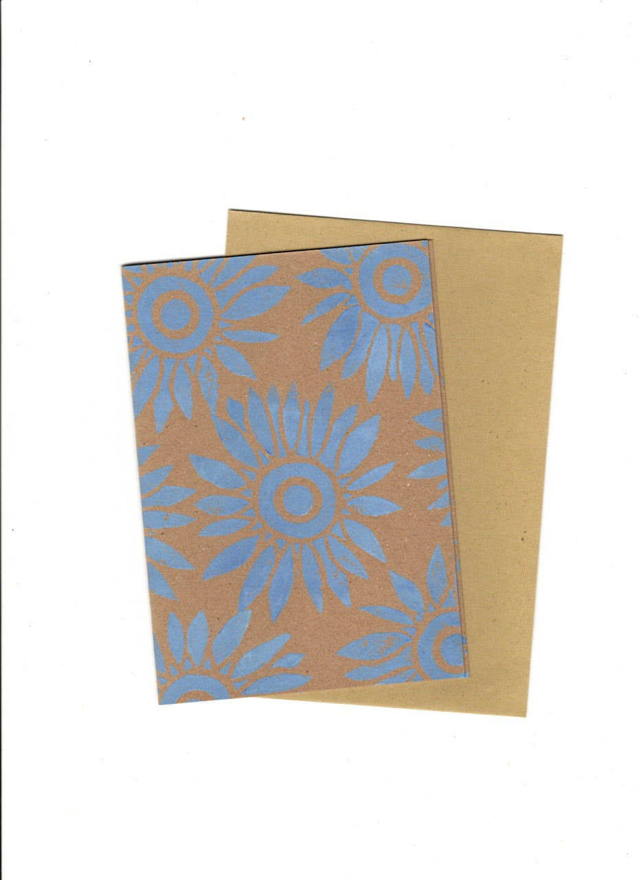 Flower Lino Printed Greetings Card