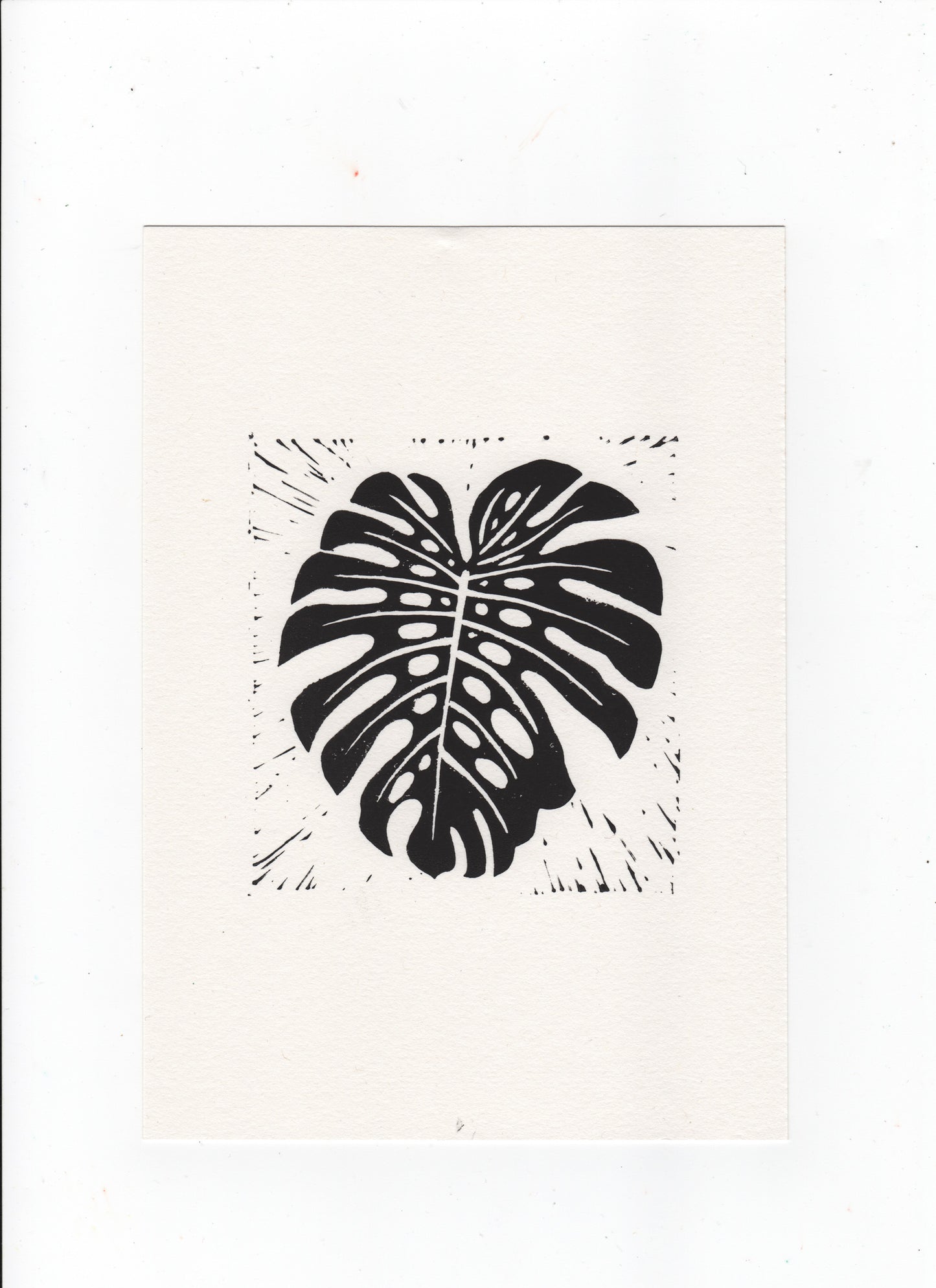 Monstera Leaf Linocut Print