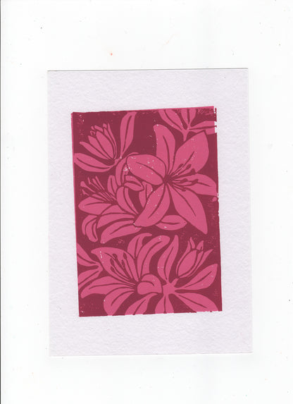 Lily A5 Linocut Print
