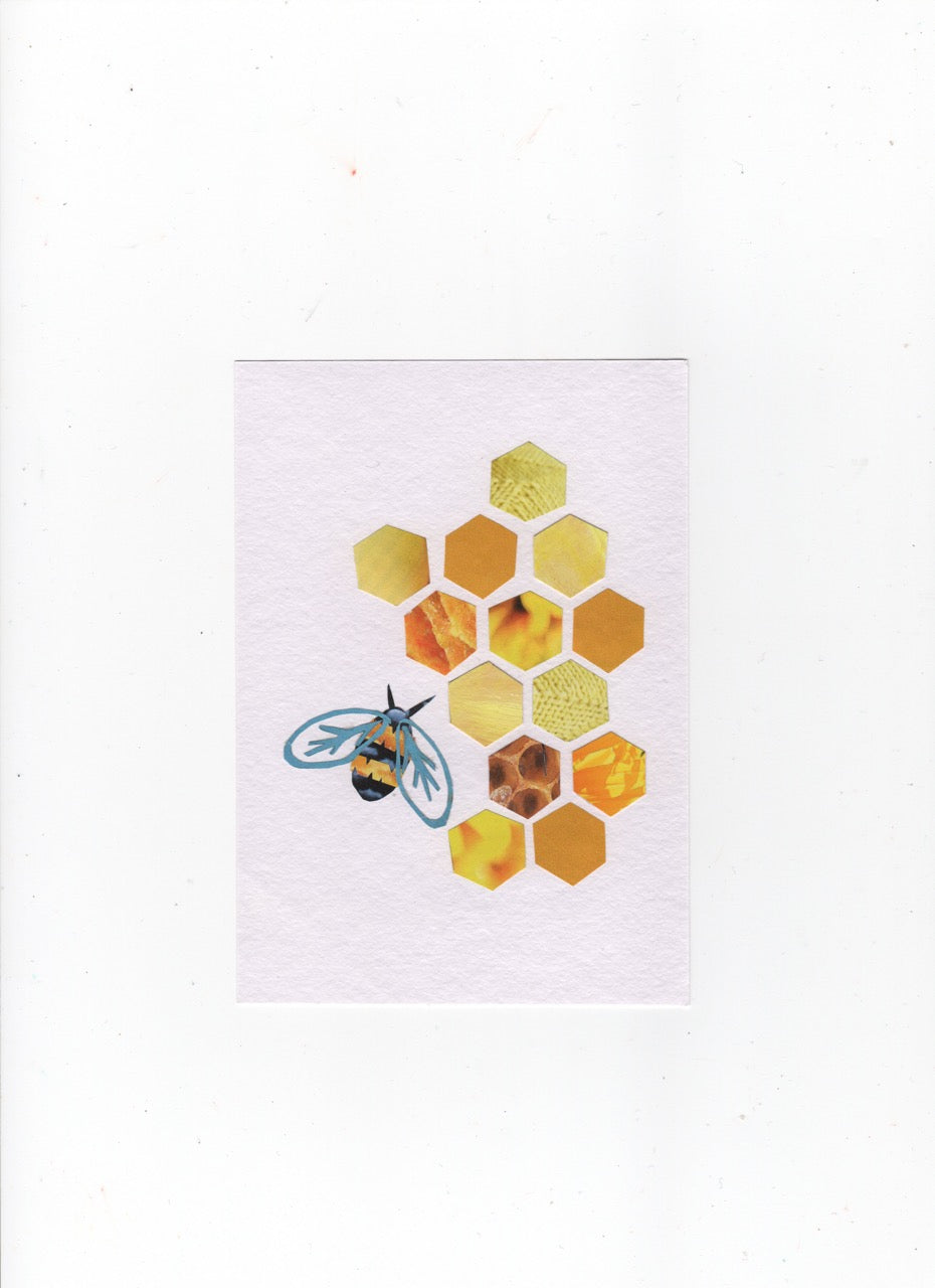 Bee and Honeycomb Original Collage